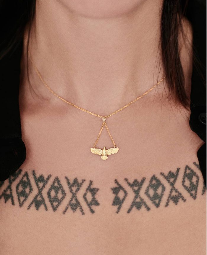 Diamond and Gold Raven Necklace